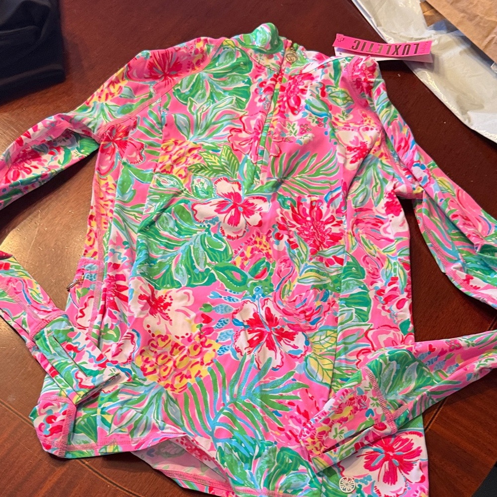 Lilly Pulitzer Pink and Green Kids Rashguard